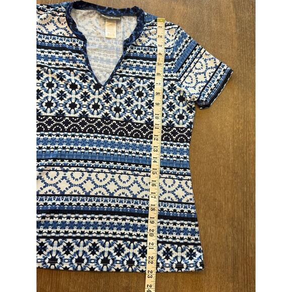 TOMMY BAHAMA Blue Patterned Top Shirt Women size S - Picture 6 of 7